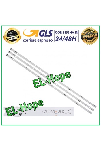 KIT DE 3 BARRAS DE TIRAS DE 7 LED PARA TV 43 LG 43UJ65-UHD-L HC430DGGSLTL HC430DGGSLTL