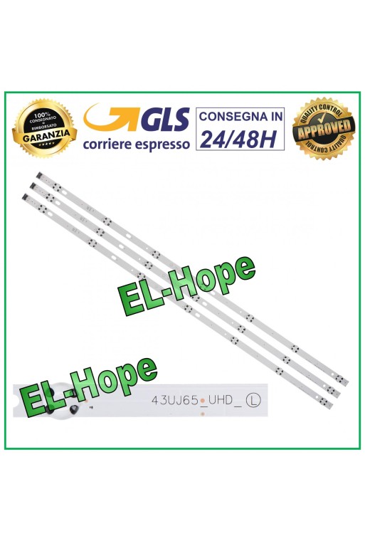 KIT DE 3 BARRAS DE TIRAS DE 7 LED PARA TV 43 LG 43UJ65-UHD-L HC430DGGSLTL HC430DGGSLTL