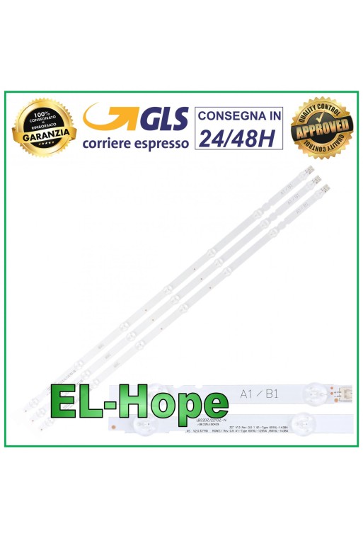 KIT 3 BARRAS DE TIRAS LED para TV LG 32 32LN57 32LN613 32WL10MSBLA 32WT30MSBLA