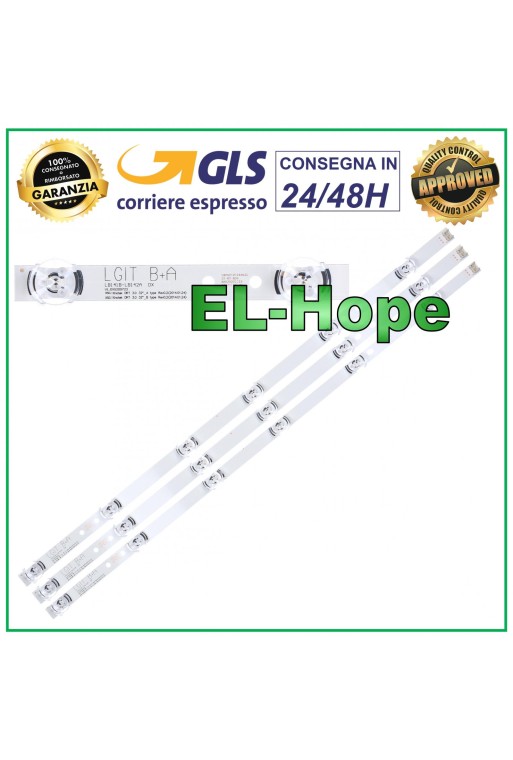 KIT 3 BARRAS DE TIRAS 6 LEDs para TV LG 32 LGIT B+A 32LF / 32LB550 / 32LB551 / 32LB552