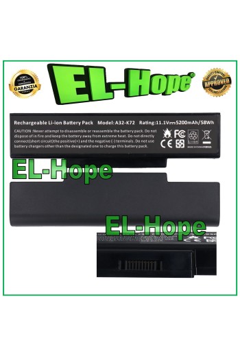 Batería para portatil ASUS 70NX01B1000Z 5200 mAh 11,1 V negra, igual a la original