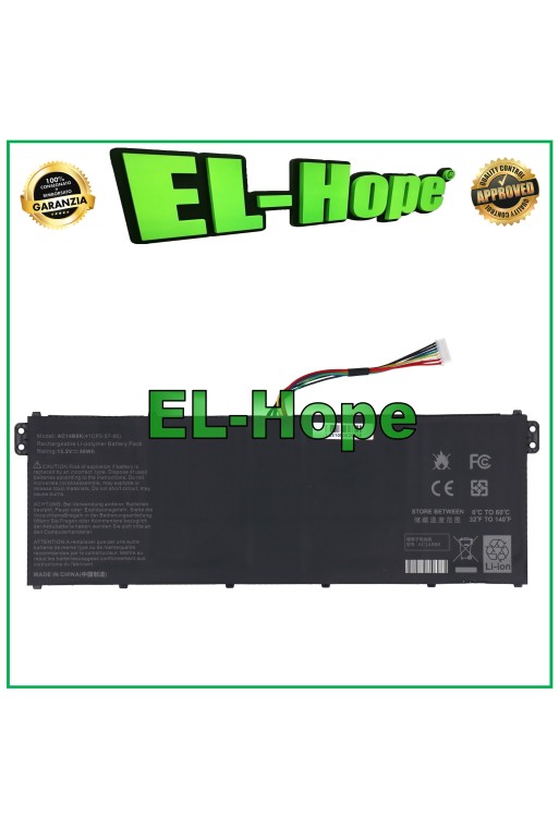 BATERÍA PARA PORTÁTIL ACER AC14B8K AC011353 2750 mAh 15,2 V NEGRA IGUAL A LA ORIGINAL