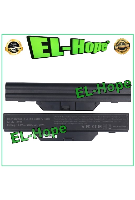 BATERÍA PARA PORTÁTIL HP 6720 HSTNN KU532AA 5200 mAh 11,1 V NEGRA IGUAL A LA ORIGINAL