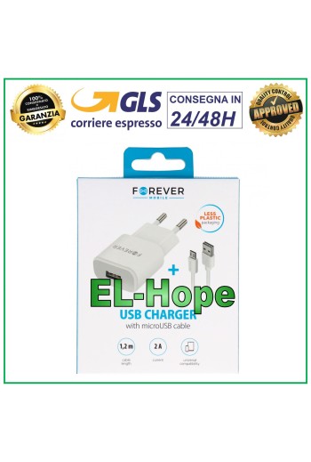 CARGADOR DE BATERÍA DE VIAJE UNIVERSAL PARA WIKO 5V 10W + CABLE MICRO USB 1,2 m BLANCO