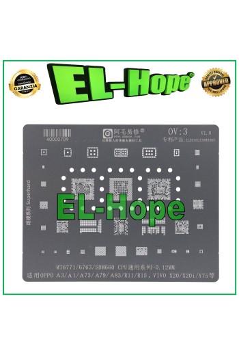 Capa de reballing de plantilla para placa base de CPU AMAOE OV3 para Vivo X20 X20i Y75
