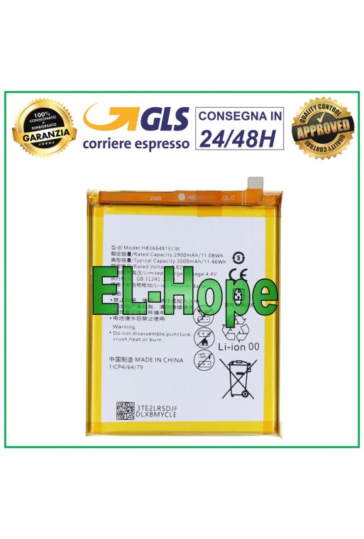 BATERÍA HB366481ECW PARA HUAWEI P20 Lite ANE-L21 ANE-LX1 3000 mAh IGUAL A LA ORIGINAL
