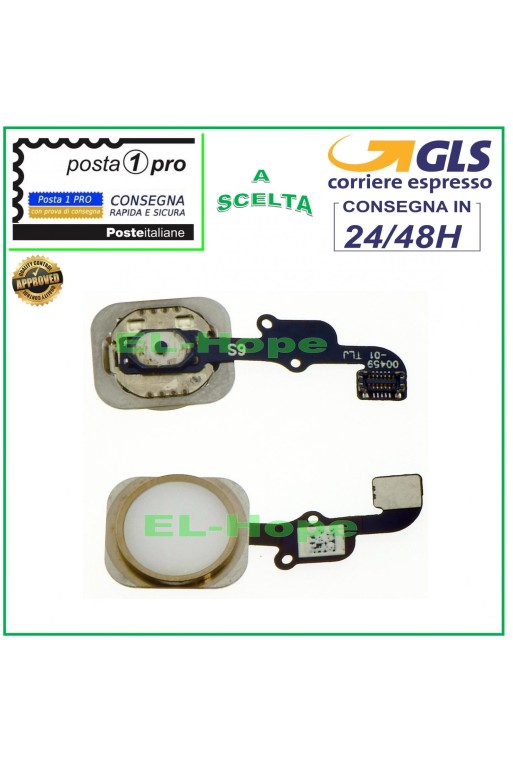 BOTÓN HOME CENTRAL IPHONE 6S BLANCO DORADO BOTÓN PLANO FLEX APPLE 