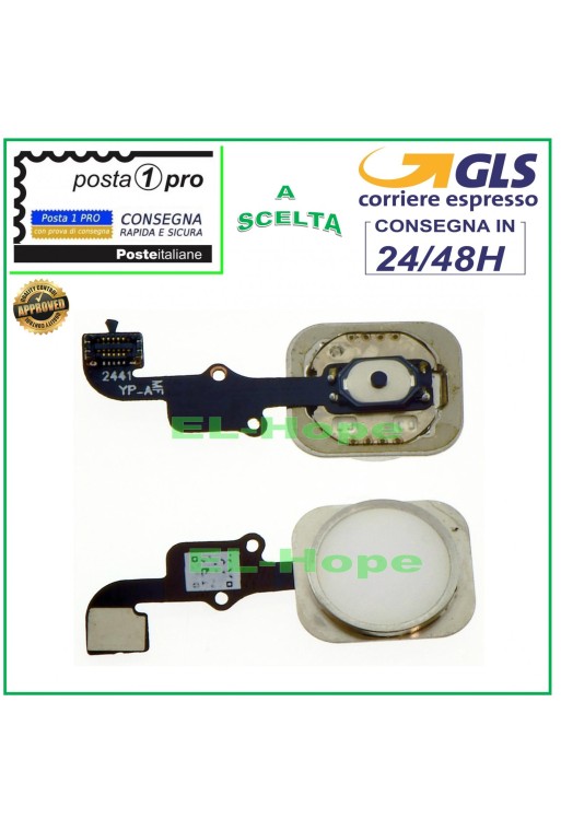 BOTÓN HOME CENTRAL IPHONE 6 6G BLANCO PLATA BOTÓN PLANO FLEX APPLE 