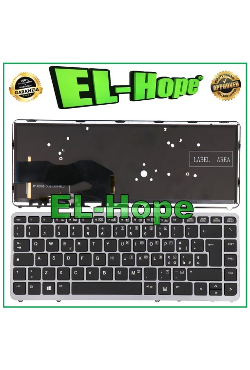 Teclado italiano retroiluminado plateado para HP Elitebook 750 G1 G2 / 755 G2