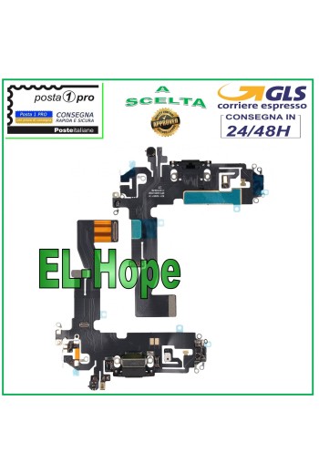 CONECTOR DE CARGA APPLE iPhone 12 PLANO FLEX MICRÓFONO DE CARGA LIGHTNING NEGRO