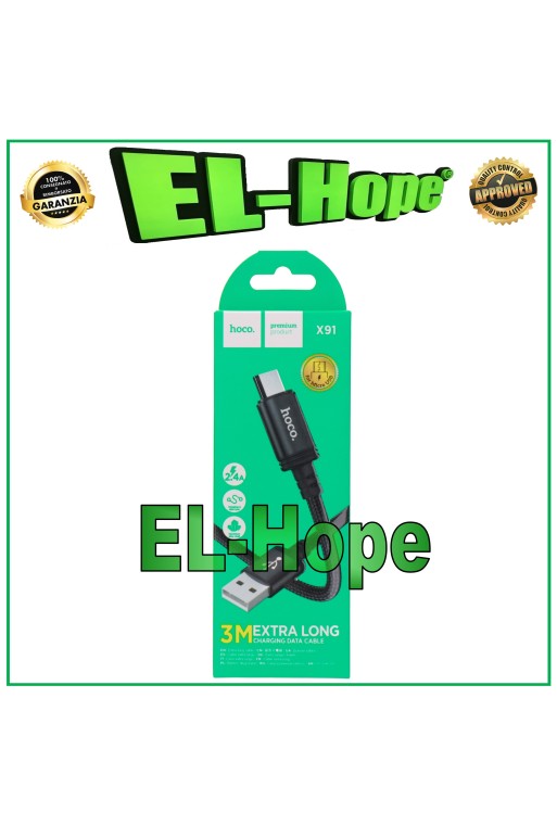 CABLE DE DATOS CABLE DE CARGA CARGADOR DE BATERÍA MICRO USB UNIVERSAL HOCO NEGRO 3 MT