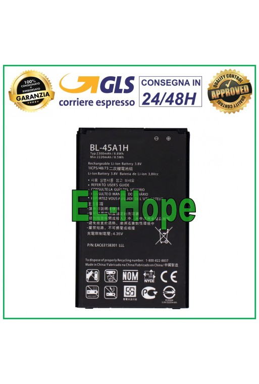 BATERÍA BL-45A1H PARA LG K10 K420 K420N K430 K430DS K450 2300 mAh IGUAL ORIGINAL