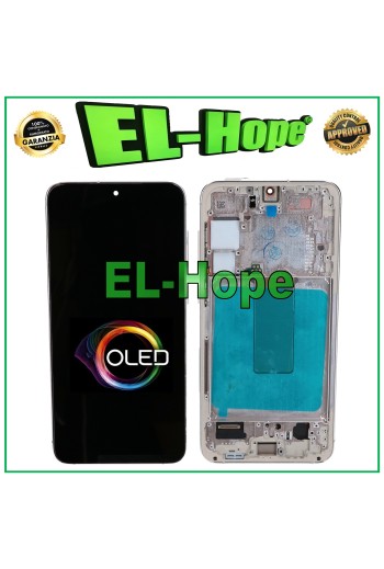 PANTALLA LCD TÁCTIL OLED PARA SAMSUNG GALAXY S23+ PLUS SM-S916 MARCO PLATA BLANCO