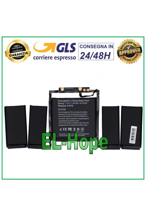BATERÍA DE REPUESTO A1819 PARA APPLE MACBOOK PRO 13 A1706 BATERÍA DE 4314 mAh