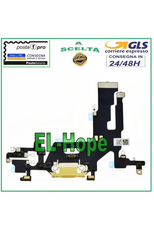 CONECTOR DE CARGA PARA APPLE IPHONE 11 CONECTOR DE MICRÓFONO PLANO BASE DE CARGA USB AMARILLO
