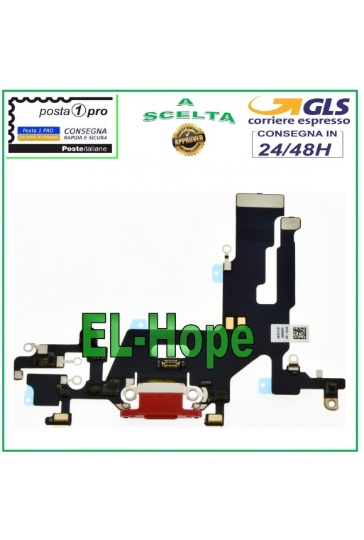 CONECTOR DE CARGA PARA APPLE IPHONE 11 CONECTOR DE MICRÓFONO PLANO BASE DE CARGA USB ROJO