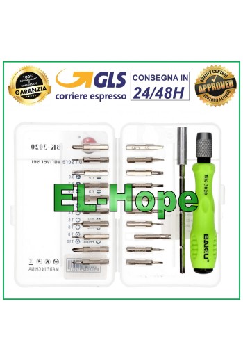 SET 22 PIEZAS DESTORNILLADOR BAKU BK-3020 KIT DE HERRAMIENTAS DESTORNILLADOR APERTURA DE TELÉFONO INTELIGENTE TABLETA