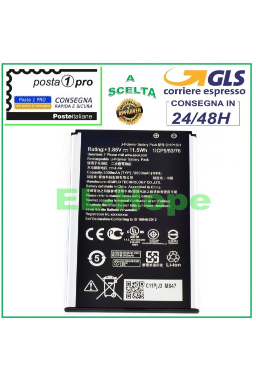 BATERÍA C11P1501 PARA ASUS ZENFONE 2 ZD551KL ZE550KL ZE601KL Z00LD Z011D