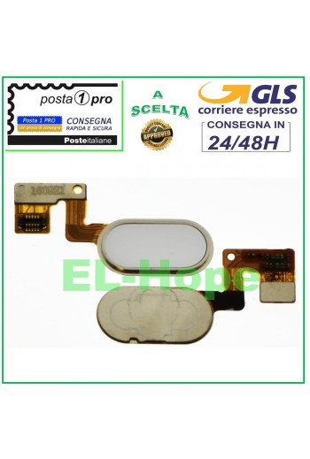 BOTÓN DE INICIO PLANO CON HUELLA DACTILAR PARA MEIZU MEILAN M3 NOTE M681Q BLANCO