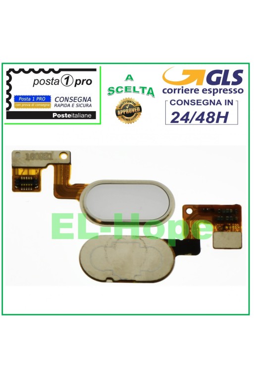 BOTÓN DE INICIO PLANO CON HUELLA DACTILAR PARA MEIZU MEILAN M3 NOTE M681Q BLANCO