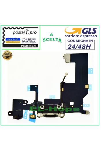 Conector de carga para Apple iPhone 5 Flat Flex Micrófono Dock Negro