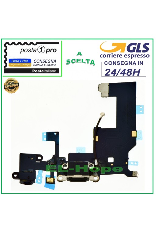 Conector de carga para Apple iPhone 5 Flat Flex Micrófono Dock Negro