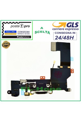 Conector de carga para Apple iPhone 5S Flat Flex Micrófono Dock Negro