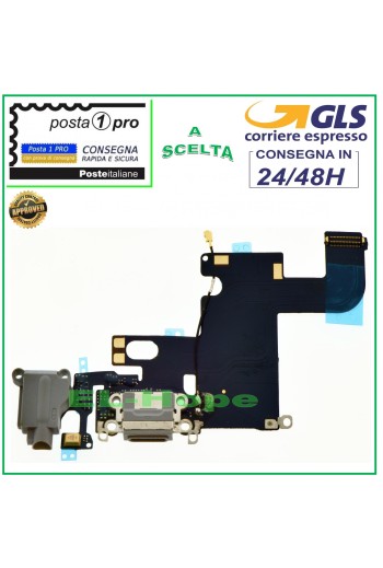 Conector de carga para iPhone 6 de Apple, conector de audio plano para micrófono, base de carga negra