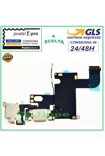 Conector de carga para iPhone 6 de Apple, conector de audio plano para micrófono, base de carga, color blanco.