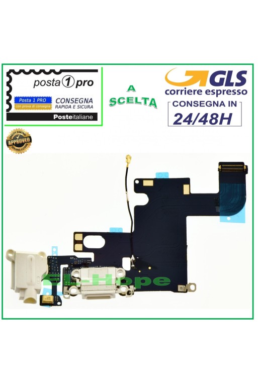 Conector de carga para iPhone 6 de Apple, conector de audio plano para micrófono, base de carga, color blanco.