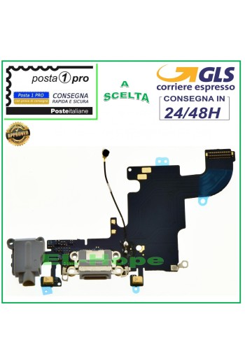 Conector de carga para Apple iPhone 6S, conector de audio plano para micrófono, base de carga, color negro.