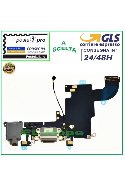 Conector de carga para Apple iPhone 6S, conector de audio plano para micrófono, base de carga, color negro.
