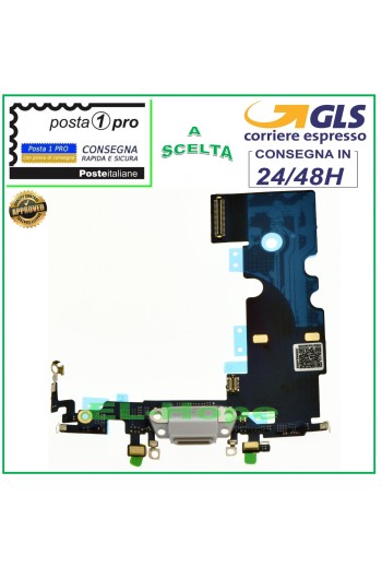 Conector de carga para Apple iPhone 8, base plana para micrófono y antena, color blanco