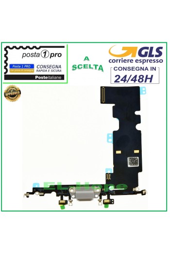 Conector de carga para Apple iPhone 8 Plus, antena de micrófono y base de carga, color blanco.