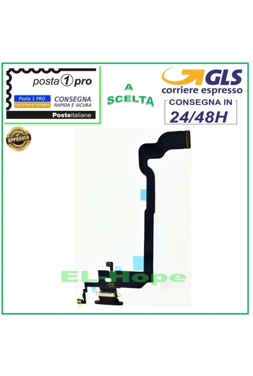 Conector de carga para iPhone X de Apple, base de micrófono plana y flexible, carga USB, color negro.