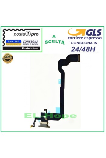 Conector de carga para iPhone X de Apple, plano, flexible, con micrófono y base de carga USB, color blanco.