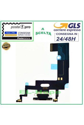 Conector de carga para iPhone XR de Apple, base de micrófono plana y flexible, carga USB, color negro.