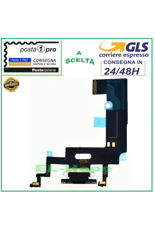 Conector de carga para iPhone XR de Apple, base de micrófono plana y flexible, carga USB, color negro.