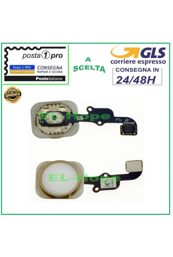 BOTÓN HOME CENTRAL IPHONE 6S PLUS BLANCO DORADO BOTÓN PLANO FLEX APPLE 