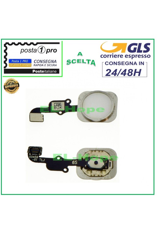 BOTÓN HOME CENTRAL IPHONE 6S PLUS BLANCO PLATA BOTÓN PLANO FLEX APPLE 