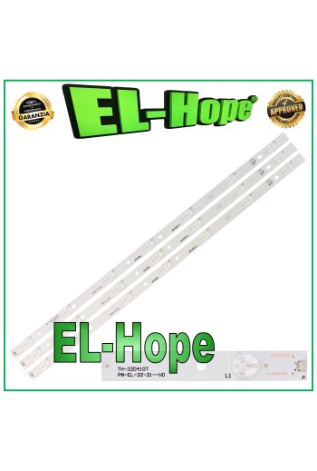 KIT 3 BARRAS 7 LEDS PARA TV 32 PANASONIC PN-EL-32-21-V0 TX32CS510B TZLP200KECB3