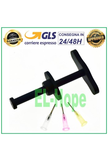 JERINGA DE PISTÓN CON ÉMBOLO METÁLICO PARA DISPENSADOR DE FUNDENTE + KIT DE 3 AGUJAS