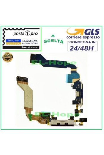 Conector de carga para Apple iPhone 4S Flat Flex Micrófono Dock Negro