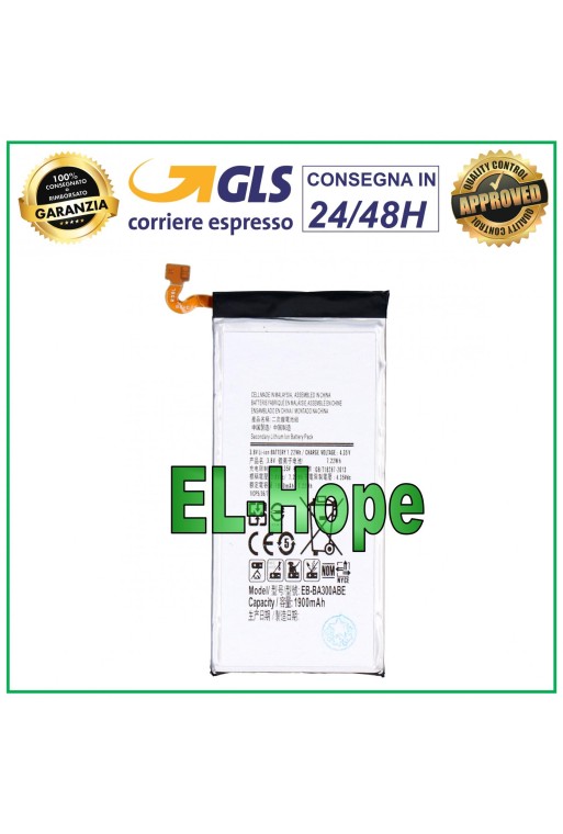 BATERÍA PARA SAMSUNG GALAXY A3 2015 SM A300F FU EB-BA300ABE 1900 mAh