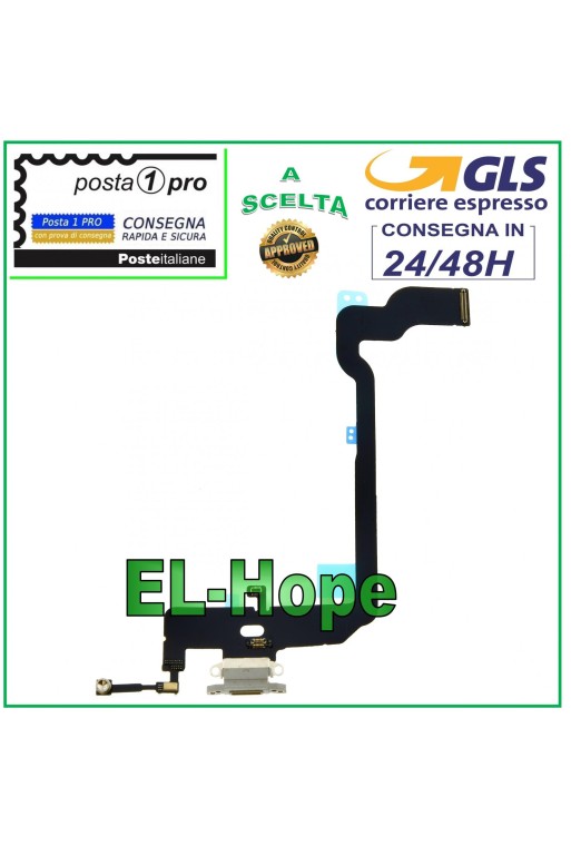 Conector de carga para iPhone XS de Apple A1920 2097-8 2100 Base para micrófono blanca