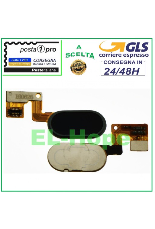 Botón de inicio plano con huella dactilar para Meizu Meilan M3 Note M681Q, color negro