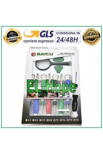 SET DE 11 DESTORNILLADORES DE LENTES BAKU BK-8600 KIT DE HERRAMIENTAS PARA IPHONE, TABLETA Y IPAD