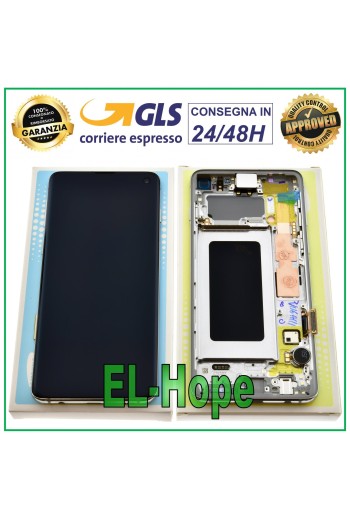 PANTALLA LCD ORIGINAL SAMSUNG GALAXY S10 SM-G973F DS PANTALLA TÁCTIL PRISMA BLANCO