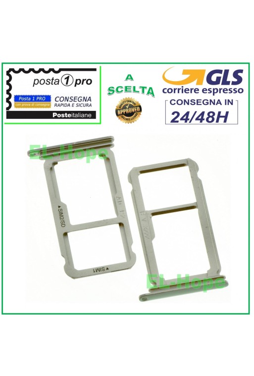 CARRITO DE RANURA COMPARTIMENTO PARA TARJETA NANO SIM + LECTOR MICRO SD HUAWEI P10+ PLUS BLANCO