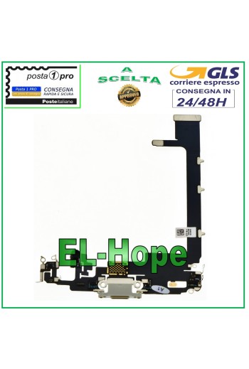 Conector de carga para micrófono y base de carga flexible para Apple iPhone 11 Pro Max, color blanco